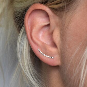 Ear Climber – Ear Crawler – Recycled Silver – Hammered Earrings – Handmade in UK