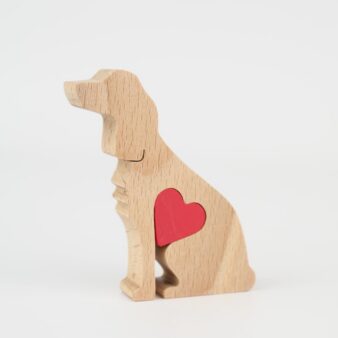 Personalised Cocker Spaniel Wooden Statue, Engraved love heart ornament for dog lover, pet parent gifts