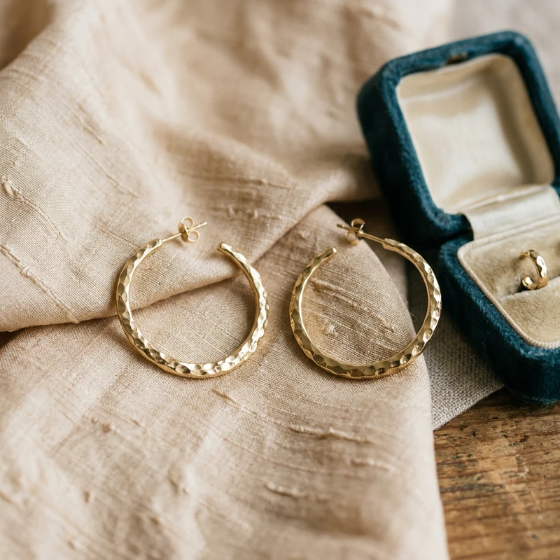 Hammered Gold Hoops